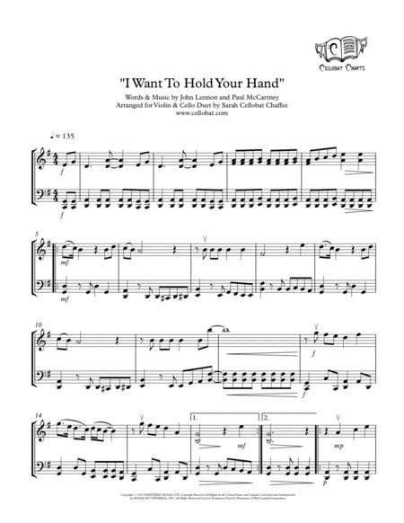 I Want To Hold Your Hand Sheet Music The Beatles Instrumental Duet