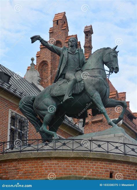 Equestrian Bronze Statue Of King Gediminas At Vilnius Cathedral Square