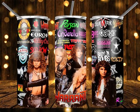 80 S Rock Bands Sublimated 20oz Tumbler With Lid And Straw Etsy