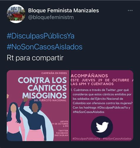 El Movimiento Feminista De Manizales Exige Una Disculpa Pública Y Real