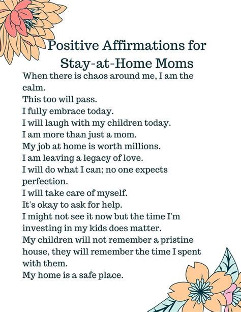 100 Positive Affirmations For Stay At Home Moms Mom Motivation