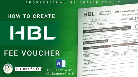 How To Create Hbl Fee Voucher In Ms Word Tutorial No Youtube