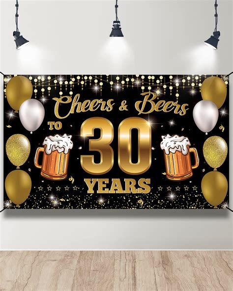 Amazon HTDZZI Cheers Beers To 30 Years Backdrop Banner Happy