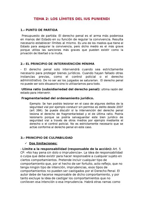 Tema 2 Los LÍmites Del Ius Puniendi 1 Punto De Partida Presupues Apuntes De Derecho Penal