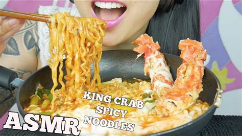 Asmr King Crab Cheesy Fire Noodles Eating Sounds No Talking Sas