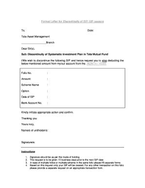 Tata Sip Cancellation Form Fill Online Printable Fillable Blank