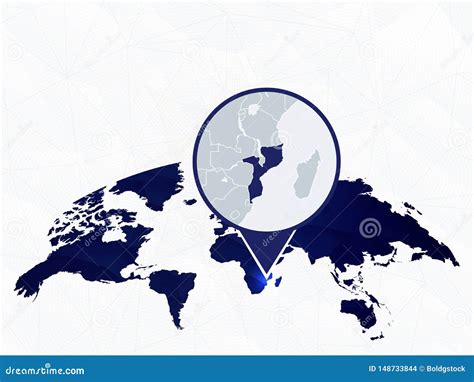 Mo Ambique Detalhou O Mapa Destacou No Mapa Do Mundo Arredondado Azul