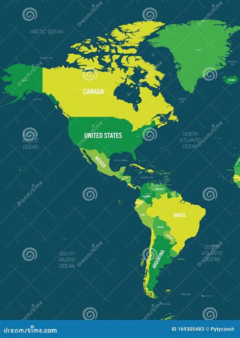 Americas Map High Detailed Political Map Of North And South America