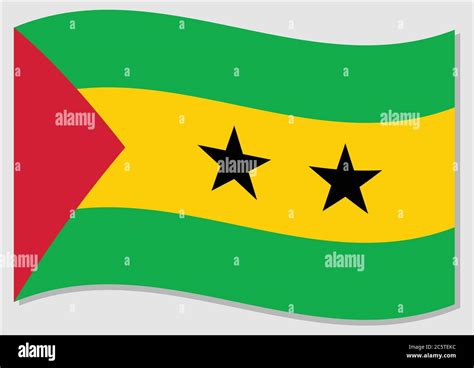 Waving Flag Of Sao Tome And Principe Vector Graphic Waving Sao Tomean