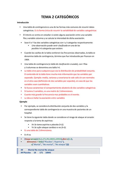 Tema 2 Datos Categóricos Tema 2 CategÓricos Introducción Una Tabla De