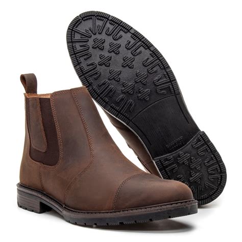 Bota Botina Masculina Chelsea em Couro Café Zafrem Compre Agora