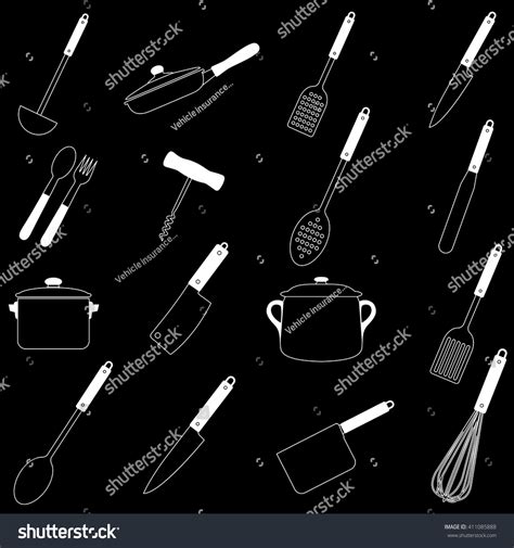 Kitchen Tool Collection Vector Style Stock Vector Royalty Free 411085888 Shutterstock