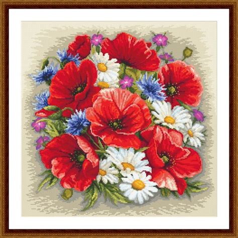 Bunch Of Wild Flowers Digital Pattern For Cross Stitch Etsy