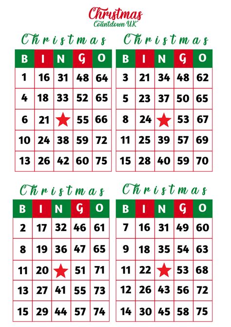 Christmas Bingo - Free Printable Number Bingo 2024