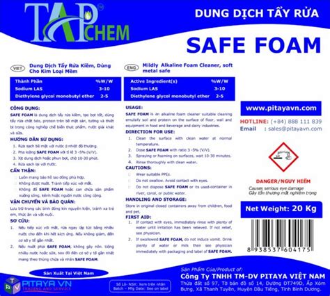 TẨY RỬA BỌT TÍNH KIỀM SAFE FOAM HOÁ CHẤT TAPCHEM