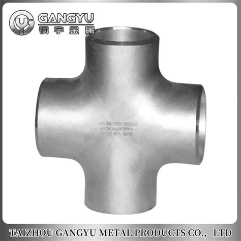 Four Way Cross Pipe Fittings Cross Stainless Steel Double Compression