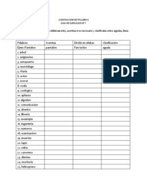 Actividades Ortografia Reglas Generales De Acentuacion Trama Pdf