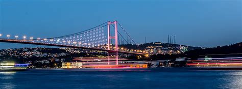 Hd Wallpaper Body Of Water With Pink And Black Bridge Photo Istanbul