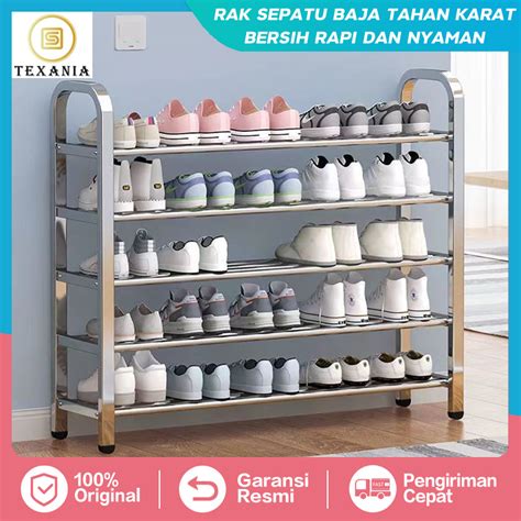 Jual Texania Rak Sepatu Sanda Stainless Steel Portable Kuat Tempat