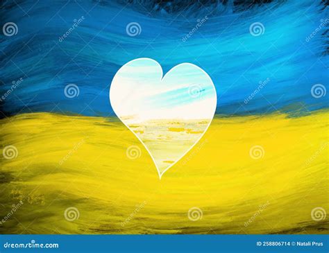 Ukrainian Flag With The Heart Art Style Sunshine Configuration Stock