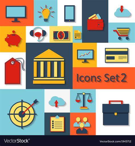 Flat Set Of Modern Icons Royalty Free Vector Image