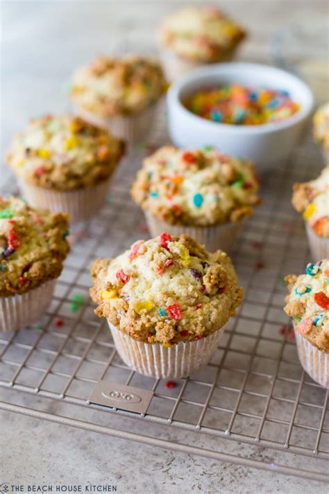 Fruity Pebbles Streusel Muffins - The Beach House Kitchen