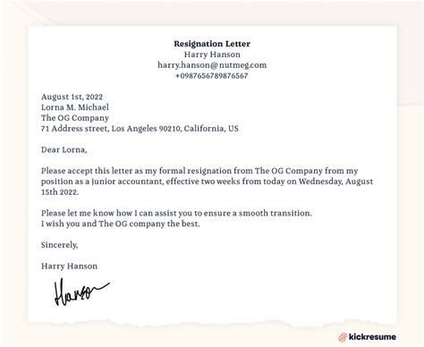 Work Resignation Letter Exles Infoupdate Org