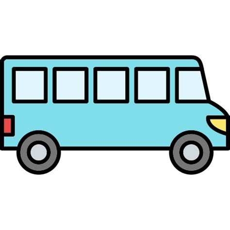 Bus Generic Thin Outline Color Icon