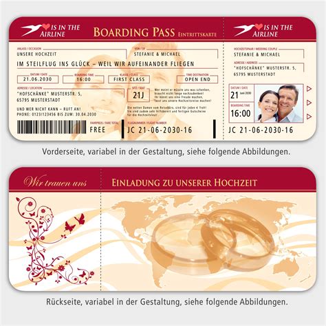 Flugticket Als Hochzeitseinladung Boarding Pass Einladung Hochzeit