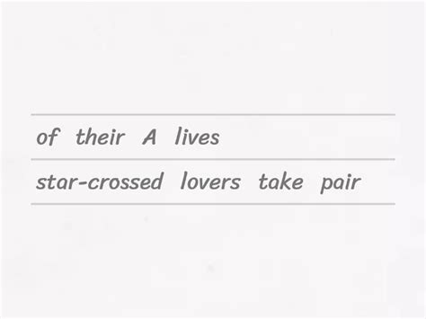 Romeo And Juliet Quotation Jumble Reordenar