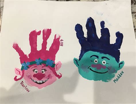 Trolls Handprint Art Princess Poppy Handprint Art Branch Handprint