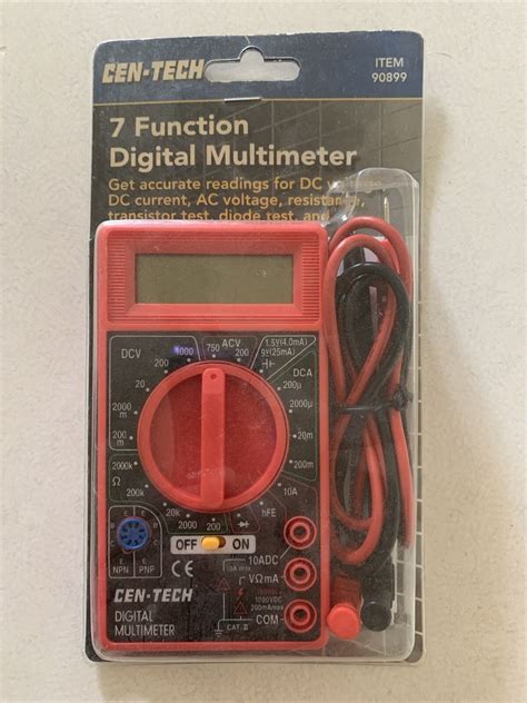 Cen Tech 7 Function Digital Multimeter 90899 Red Black Harbor Freight