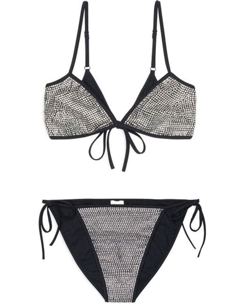 Balenciaga Minimal Rhinestone Embellished Bikini Set In Black Lyst Canada