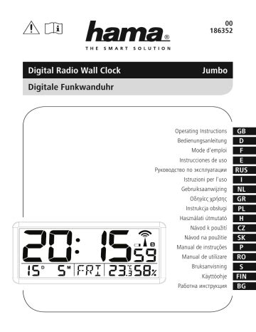 Hama 00186352 Jumbo Digital Radio Wall Clock Instruction Manual Manualzz