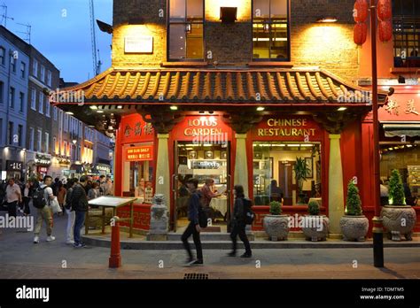 Chinese Restaurant Lotus Garden At Dusk Chinatown Soho London