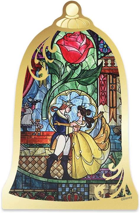 Disney Beauty And The Beast Stained Glass Rose Pin New On Card