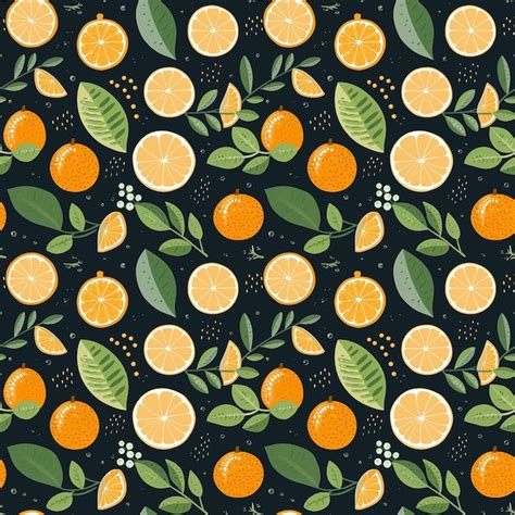 Premium Photo | Orange pattern and leaf seamless pattern background