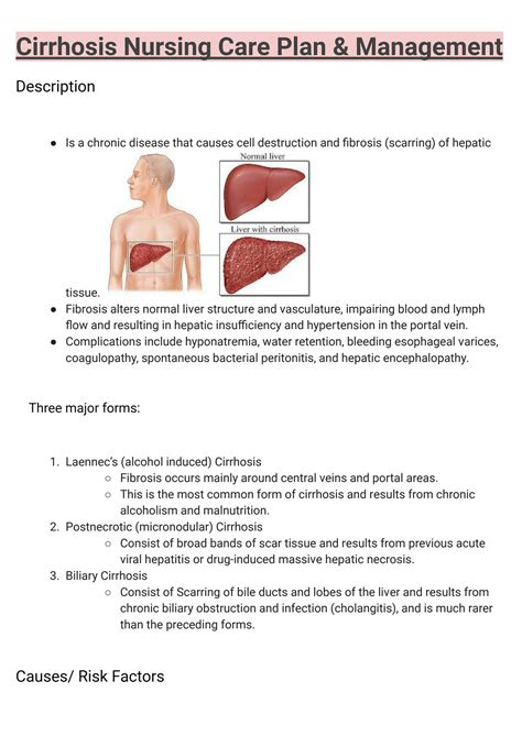 Solution Cirrhosis Nursing Care Plan Management Studypool