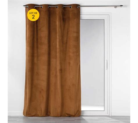 Lot De 2 Rideaux À Oeillets 140 X 260 Cm Velours Côtelé Casual Ocre