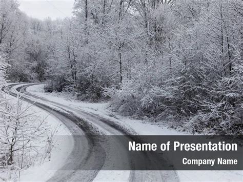 Winter wonderland winter road through PowerPoint Template - Winter ...