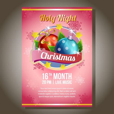 Premium Vector Christmas Party Invitation With Ball Decoration