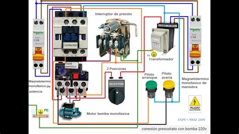 Conexión con presostato con bomba 220V YouTube