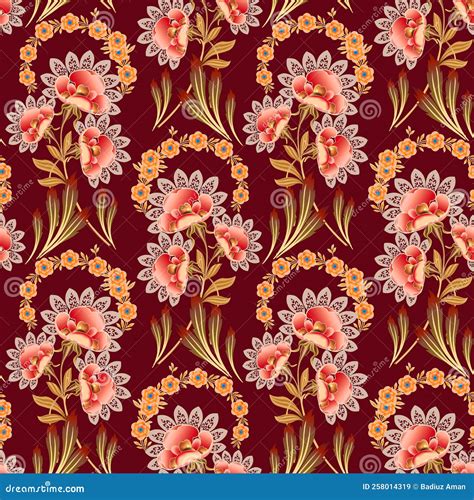 Mughal Flower Motif All Over Pattern Stock Illustration Illustration