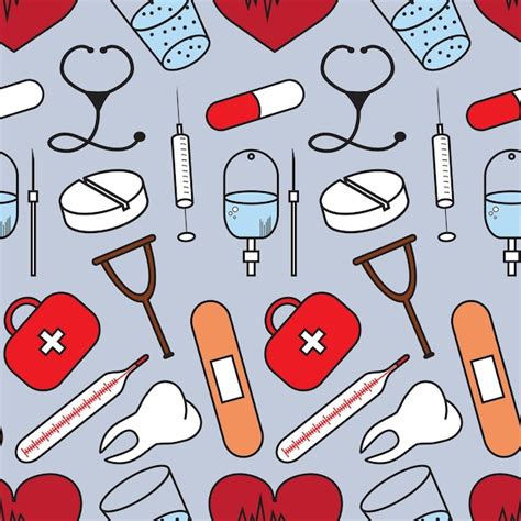 Premium Vector Seamless Pattern With Medical Icons In Bright Colors