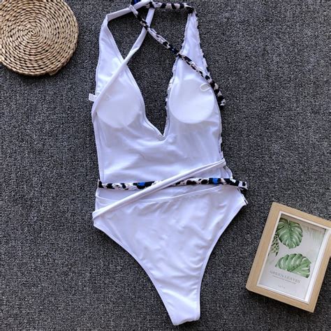 Free Shipping Splice Buckle Bikini Mujer Monokini Sexy Female Swimsuit One Piece High Cut