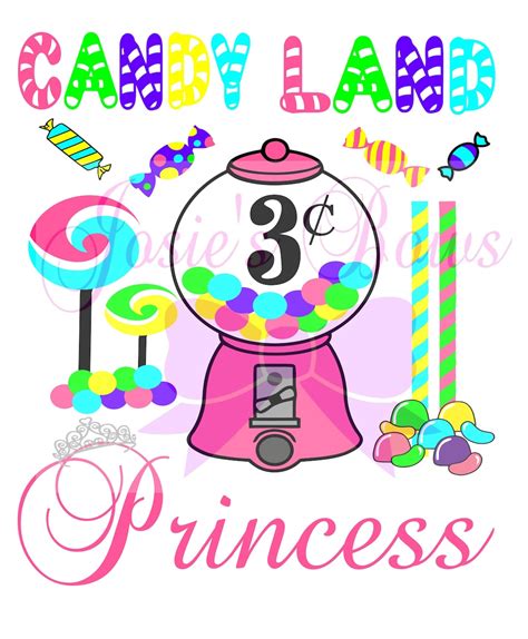 Candyland Design Birthday Candy Land Princess 3 Three Bubblegum Cut