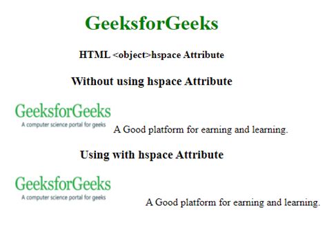 Html Hspace Attribute Geeksforgeeks