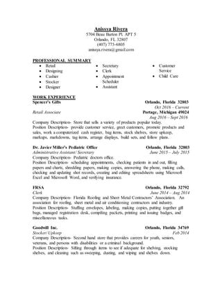 Anissya Rivera Resume Pdf