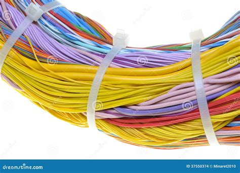 Bundle Of Cables With Cable Ties Stock Images - Image: 37550374