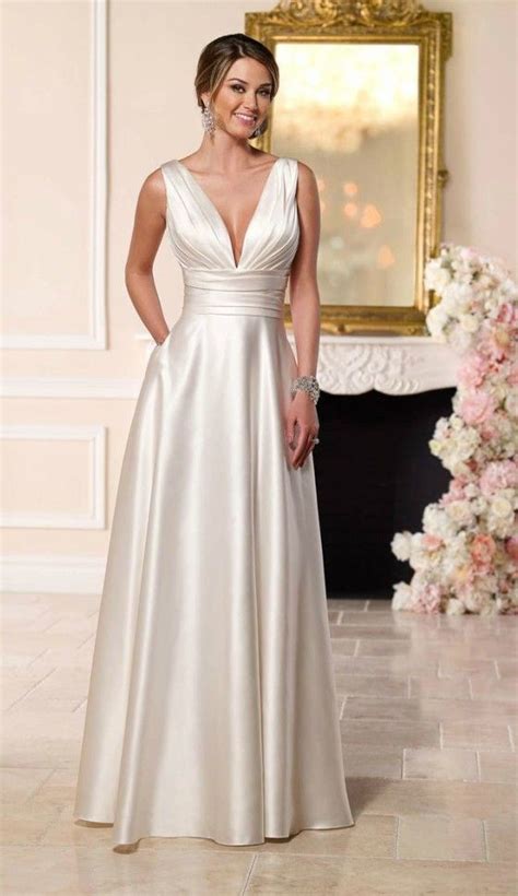 Simple Elegant Satin Wedding Dress For Older Brides Over 40 50 60 70